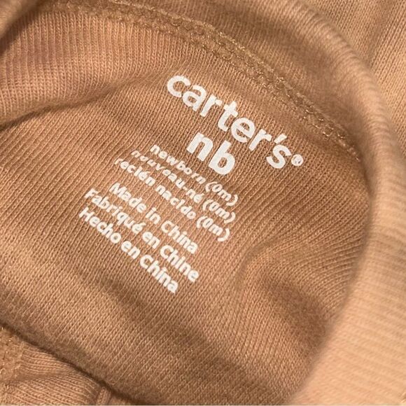 5 for $25🔥Carter's Tan Bear Print Footie Pajamas Newborn - Picture 3 of 4